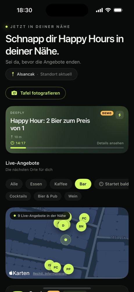 HappyNear-App: Bar-Angebote in der Nähe